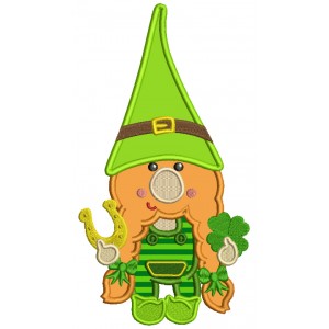 Cute Little Leprechaun With Long Hair St. Patrick's Day Applique Machine Embroidery Design Digitized Pattern